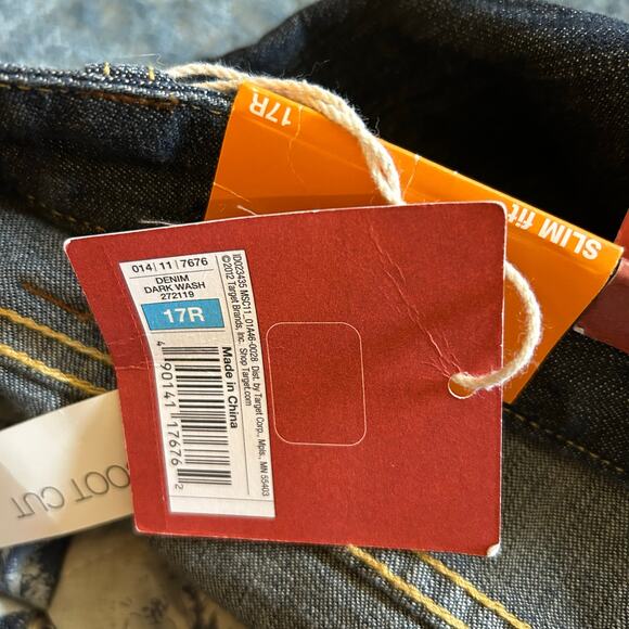 Mossimo Jeans Size 17 Low Rise Bootcut Slim Knee Dark Rinse Denim Stretch 2000s - Picture 6 of 6